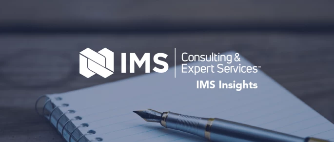 IMS Insights graphic header, background image of wire bound notebook with ink pen laying on it.