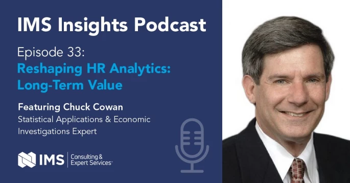 Social Graphic for IMS Podcast ft. Chuck Cowan, Episode 33: Reshaping HR Analytics: Long-Term Value.