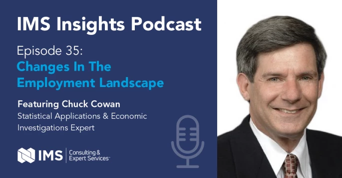 Social Graphic for IMS Podcast ft. Chuck Cowan, Episode 35: Changes in the Employment Landscape.